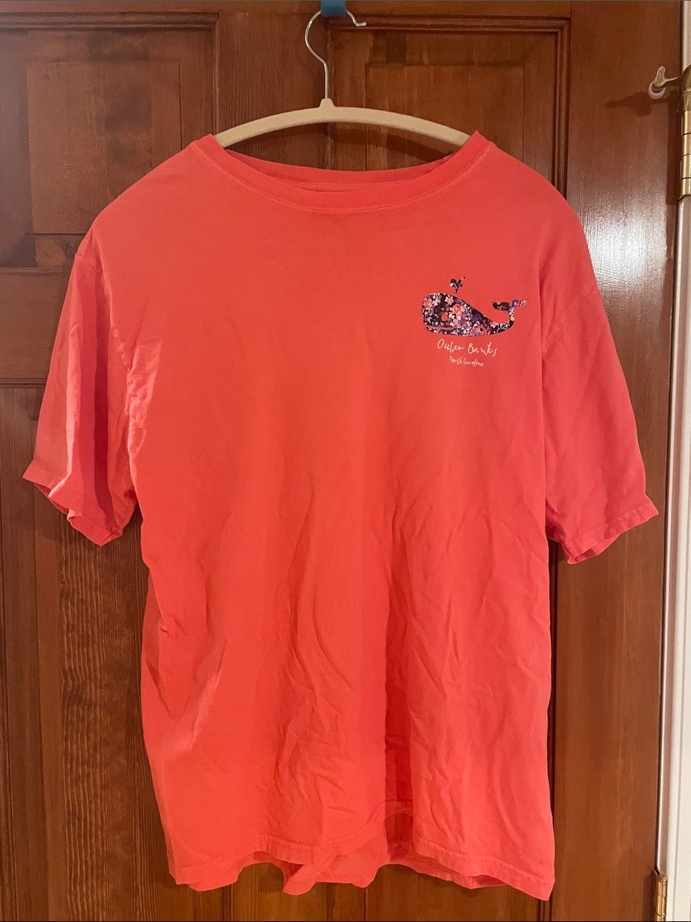 Coral Short-Sleeve Whale Pocket Tee Outer Banks North Carolina